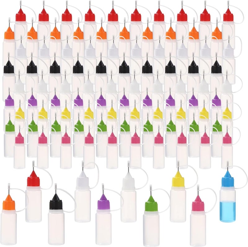 TIMCORR 100Pcs Precision Tip Applicators, 10 ml/0.34 oz Mini Needles Applicator Bottles, Fine Tip Squeeze Glue Bottles, Ideal for Liquid Oil DIY, Quilting, Acrylic Painting, and Craft - Image 2